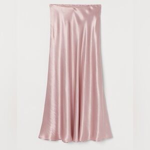 H&M BABY PINK SATIN MIDI SKIRT